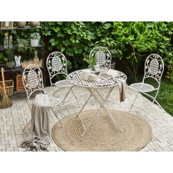 Zestaw ogrodowy dla 4 osób BIVIO Składane Metal Złamana biel