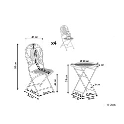 Zestaw ogrodowy dla 4 osób BIVIO Składane Metal Złamana biel