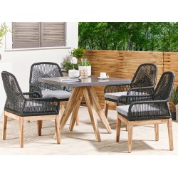 Zestaw ogrodowy dla 4 osób OLBIA z poduszkami Beton Czarny