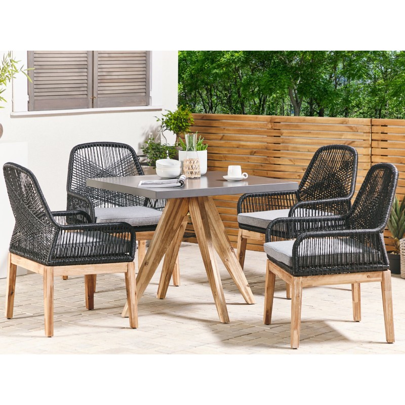 Zestaw ogrodowy dla 4 osób OLBIA z poduszkami Beton Czarny