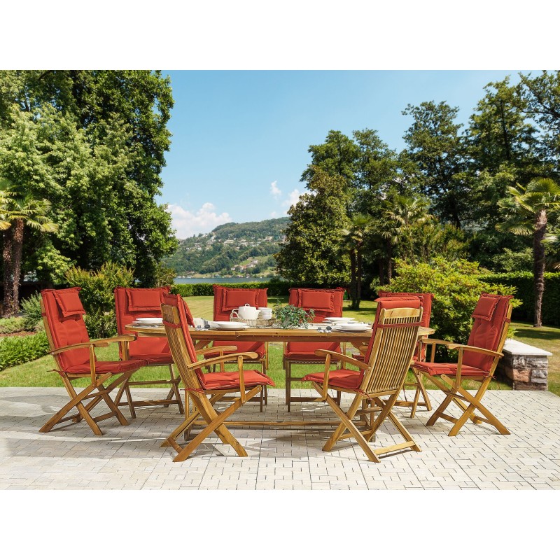 Zestaw ogrodowy dla 8 osób MAUI z poduszkami Drewno akacjowe Bordowy