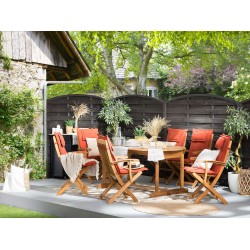 Zestaw ogrodowy dla 8 osób MAUI z poduszkami Drewno akacjowe Bordowy