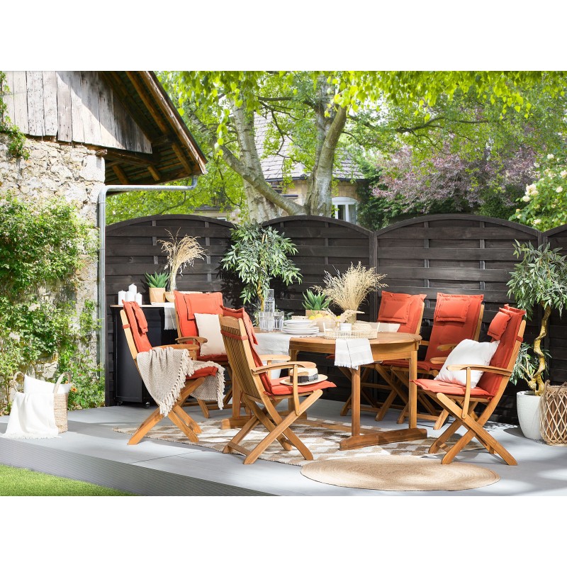 Zestaw ogrodowy dla 8 osób MAUI z poduszkami Drewno akacjowe Bordowy
