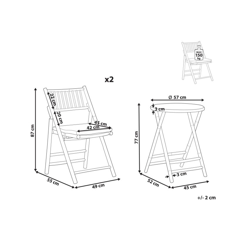 Zestaw mebli balkonowych Składane SAVELLETRI Drewno Brązowy