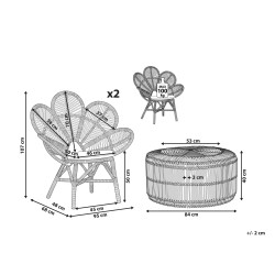 Zestaw mebli balkonowych z poduszkami FLORENTINE / LIMNI Rattan Beżowy