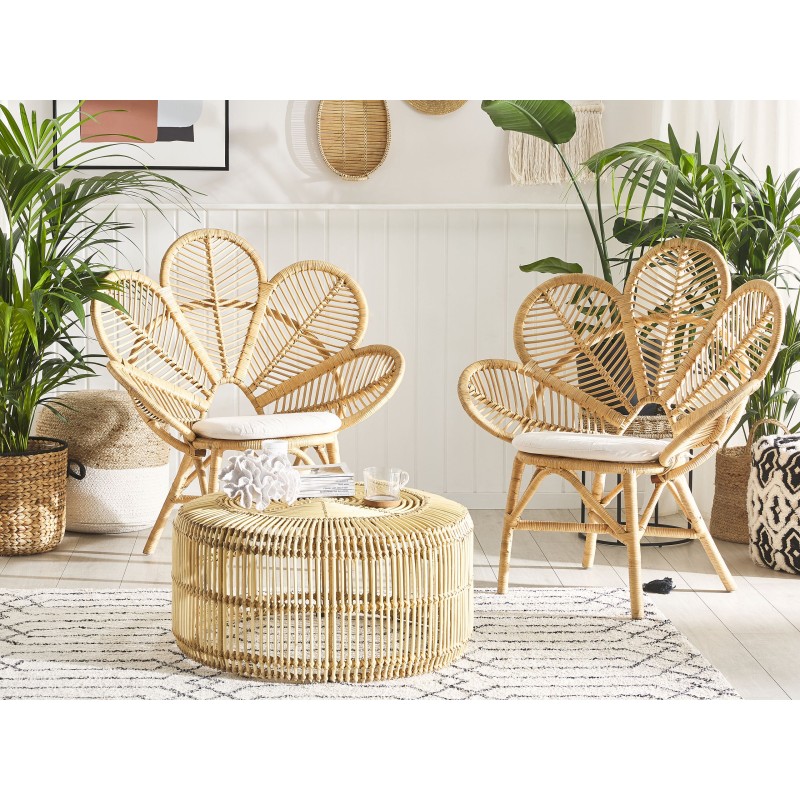 Zestaw mebli balkonowych z poduszkami FLORENTINE / LIMNI Rattan Beżowy