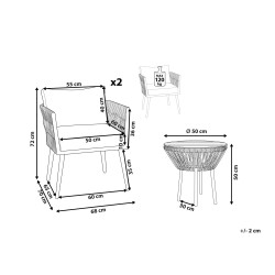 Zestaw mebli balkonowych z poduszkami GARGANO Technorattan Jasnobrązowy