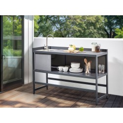 Kuchnia ogrodowa ze zlewem ORTISEI Metal Grafitowy