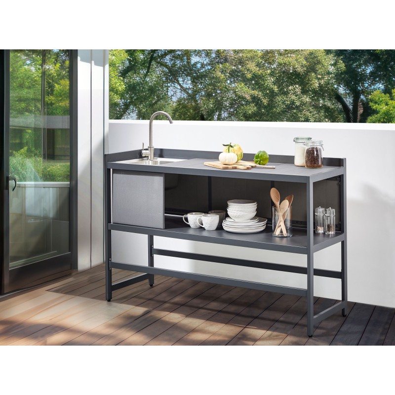 Kuchnia ogrodowa ze zlewem ORTISEI Metal Grafitowy