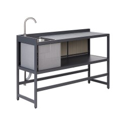 Kuchnia ogrodowa ze zlewem ORTISEI Metal Grafitowy