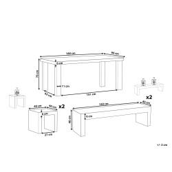 Zestaw ogrodowy z ławkami i stołkami dla 6 osób TARANTO Beton Szary