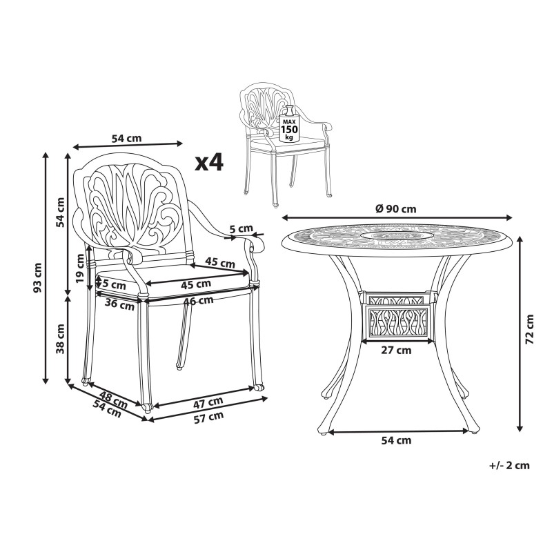 Zestaw ogrodowy dla 4 osób ANCONA z poduszkami Metal Ciemnobrązowy