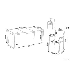 Zestaw ogrodowy dla 4 osób COSOLETO/GROSSETO Szkło hartowane Efekt granitu Czarny