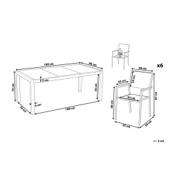 Zestaw ogrodowy dla 6 osób COSOLETO/GROSSETO Szkło hartowane Efekt granitu Czarny