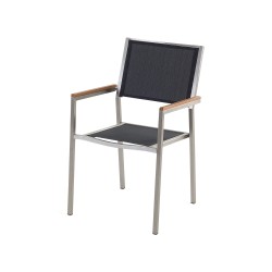 Zestaw ogrodowy dla 6 osób COSOLETO/GROSSETO Szkło hartowane Efekt granitu Czarny