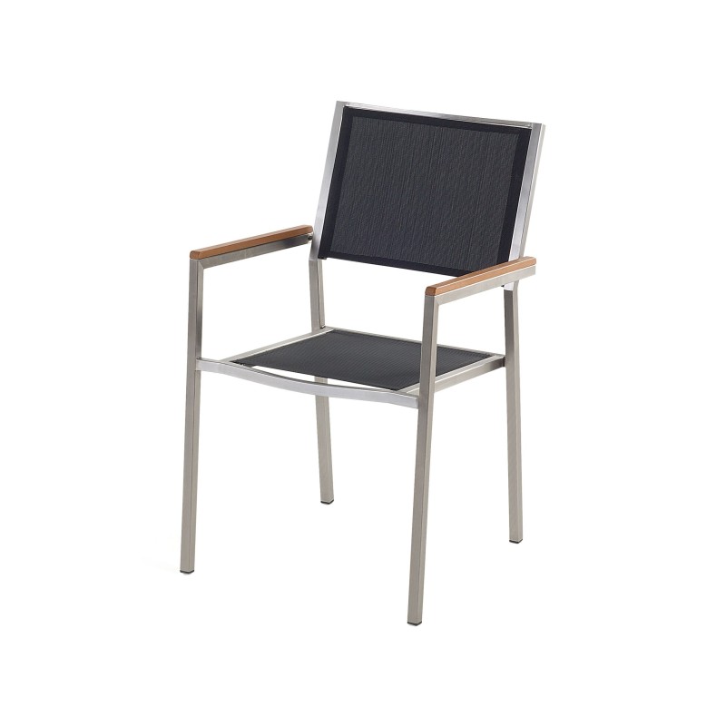 Zestaw ogrodowy dla 6 osób COSOLETO/GROSSETO Szkło hartowane Efekt granitu Czarny