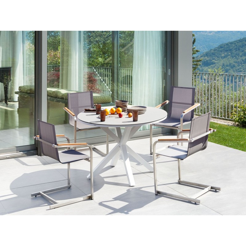 Zestaw ogrodowy dla 4 osób MALETTO/COSOLETO Metal Beżowoszary