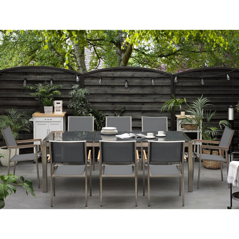 Zestaw ogrodowy dla 8 osób GROSSETO Blat dzielony Granit Polerowany Szary