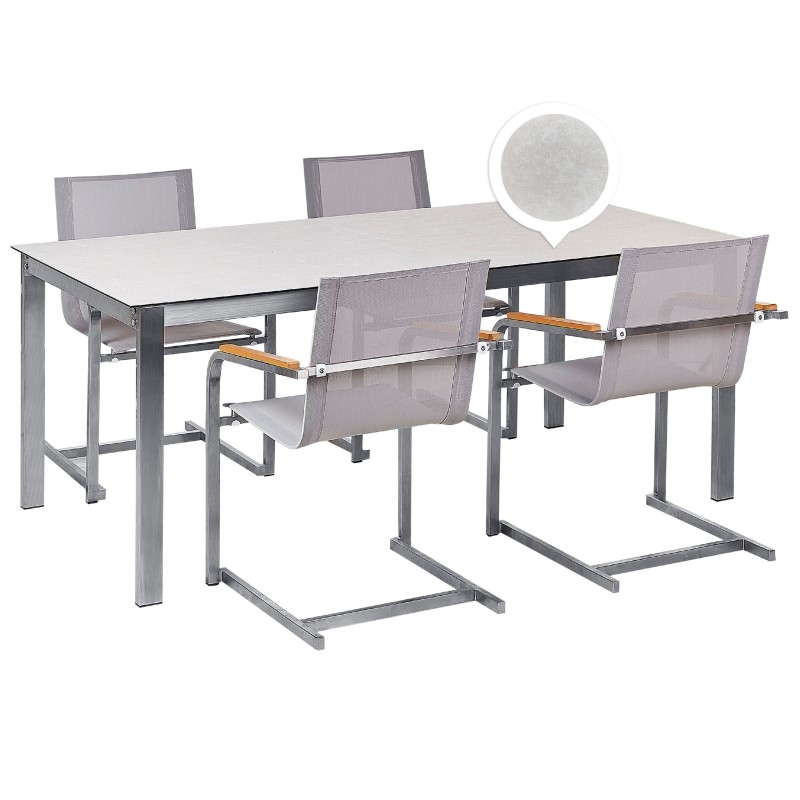 Zestaw ogrodowy dla 4 osób COSOLETO Szkło hartowane Biały