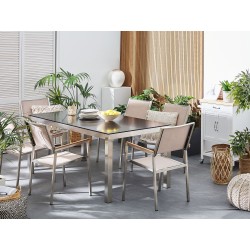 Zestaw ogrodowy dla 6 osób GROSSETO Granit Polerowany Czarny/ beżowy