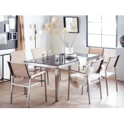 Zestaw ogrodowy dla 6 osób GROSSETO Granit Polerowany Czarny/ beżowy