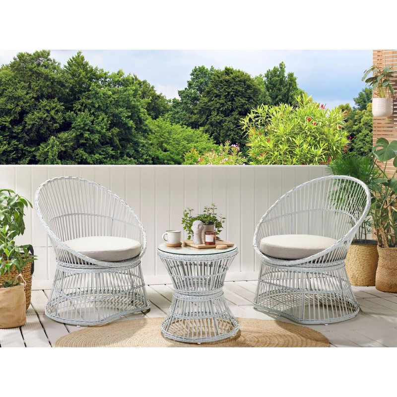 Zestaw mebli balkonowych z poduszkami MESYNA Technorattan Biały