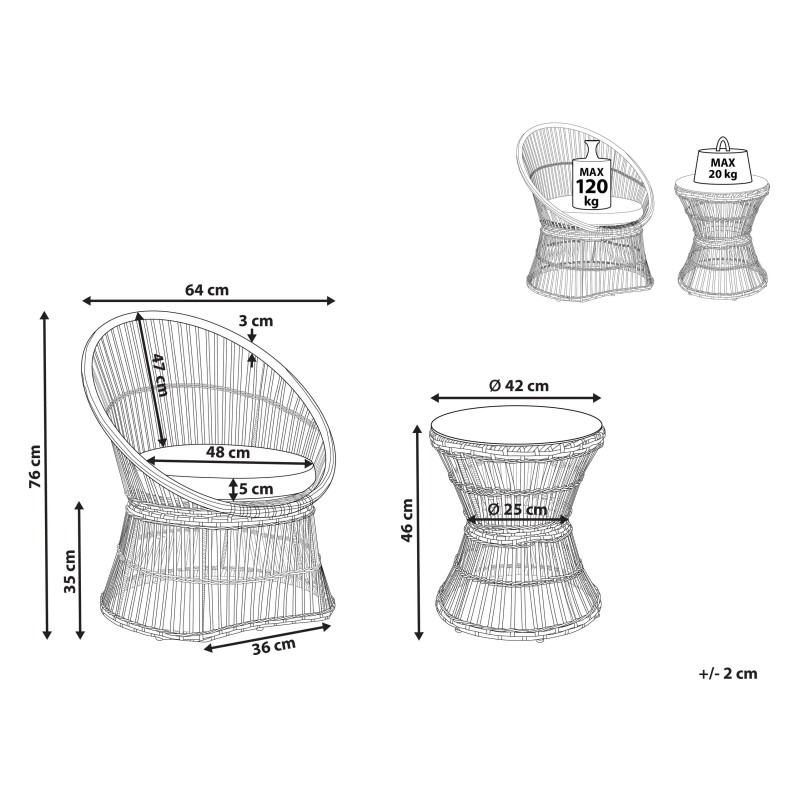 Zestaw mebli balkonowych z poduszkami MESYNA Technorattan Biały