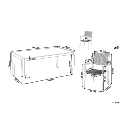 Zestaw ogrodowy dla 6 osób GROSSETO Szkło hartowane Czarny