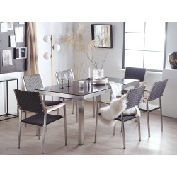 Zestaw ogrodowy dla 6 osób GROSSETO Szkło hartowane Czarny