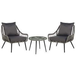 Zestaw mebli balkonowych z poduszkami LAURETO Technorattan Szary