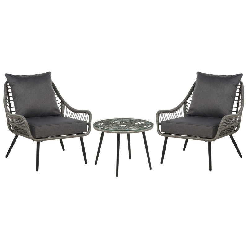 Zestaw mebli balkonowych z poduszkami LAURETO Technorattan Szary