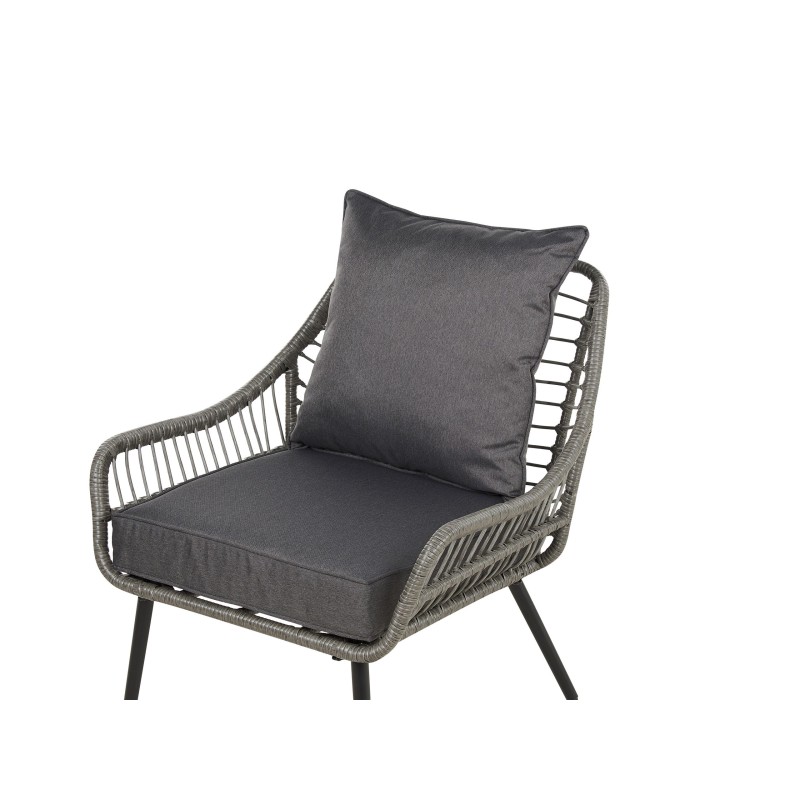 Zestaw mebli balkonowych z poduszkami LAURETO Technorattan Szary