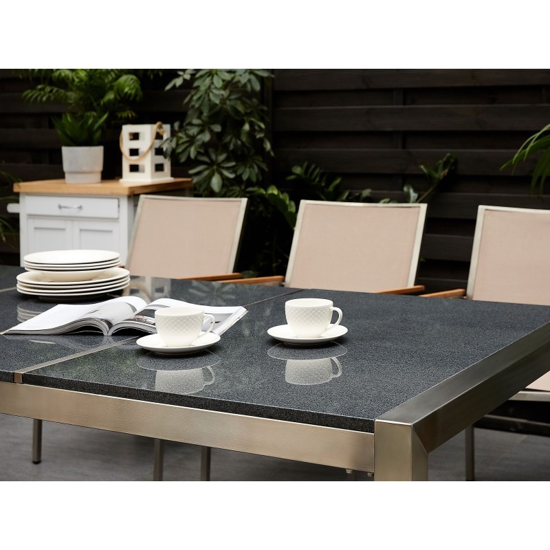 Zestaw ogrodowy dla 8 osób GROSSETO Blat dzielony Granit Polerowany Szary/ beżowy