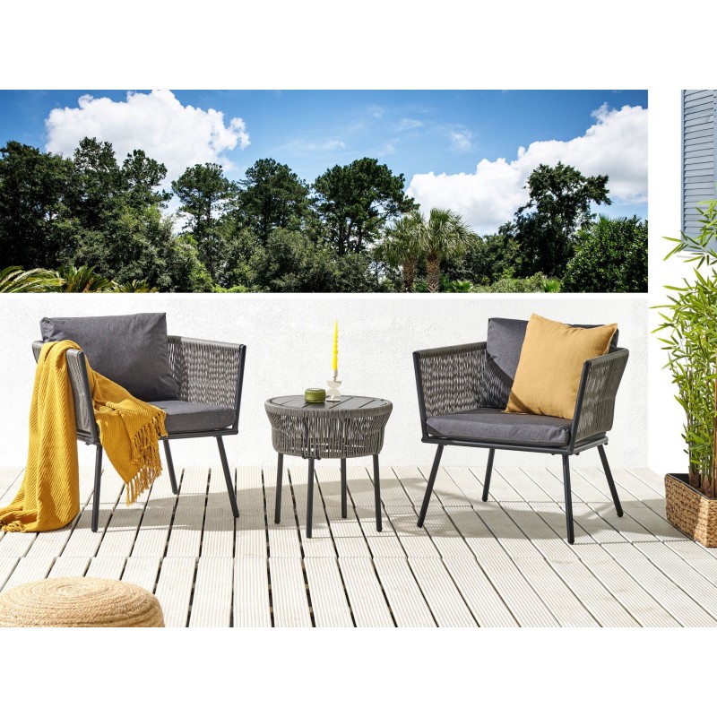 Zestaw mebli balkonowych z poduszkami GARGANO Technorattan Szary
