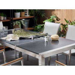 Zestaw ogrodowy dla 6 osób GROSSETO Blat dzielony Bazalt Płomieniowany Czarny/ beżowy