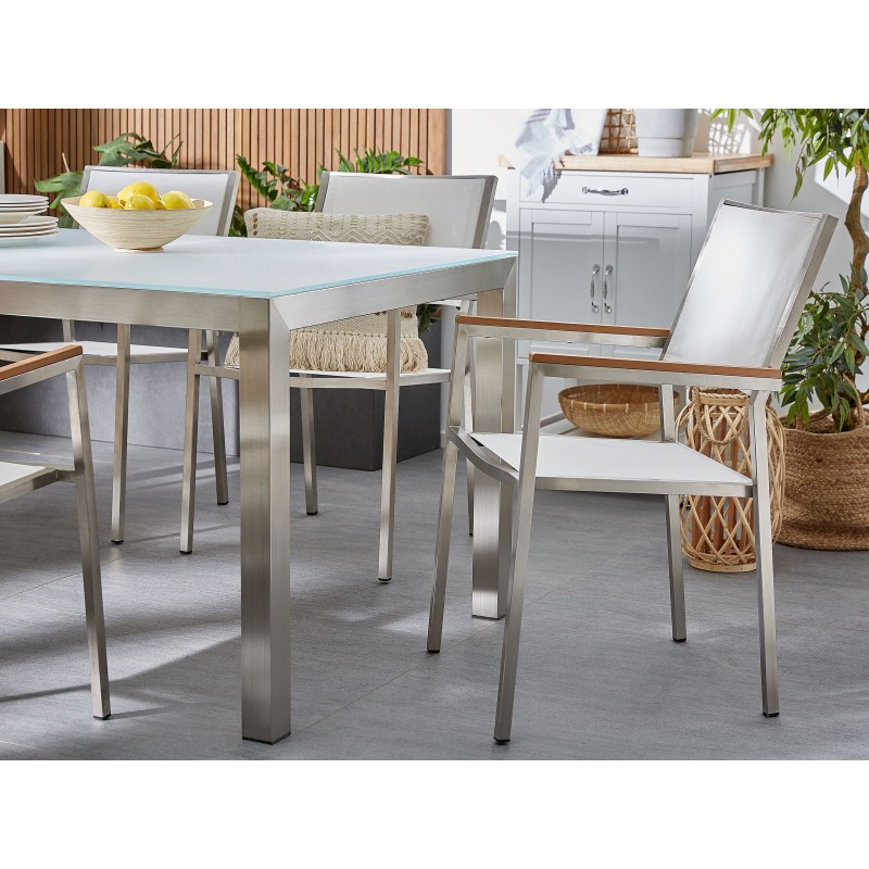 Zestaw ogrodowy dla 6 osób GROSSETO Blat dzielony Bazalt Płomieniowany Czarny/ beżowy