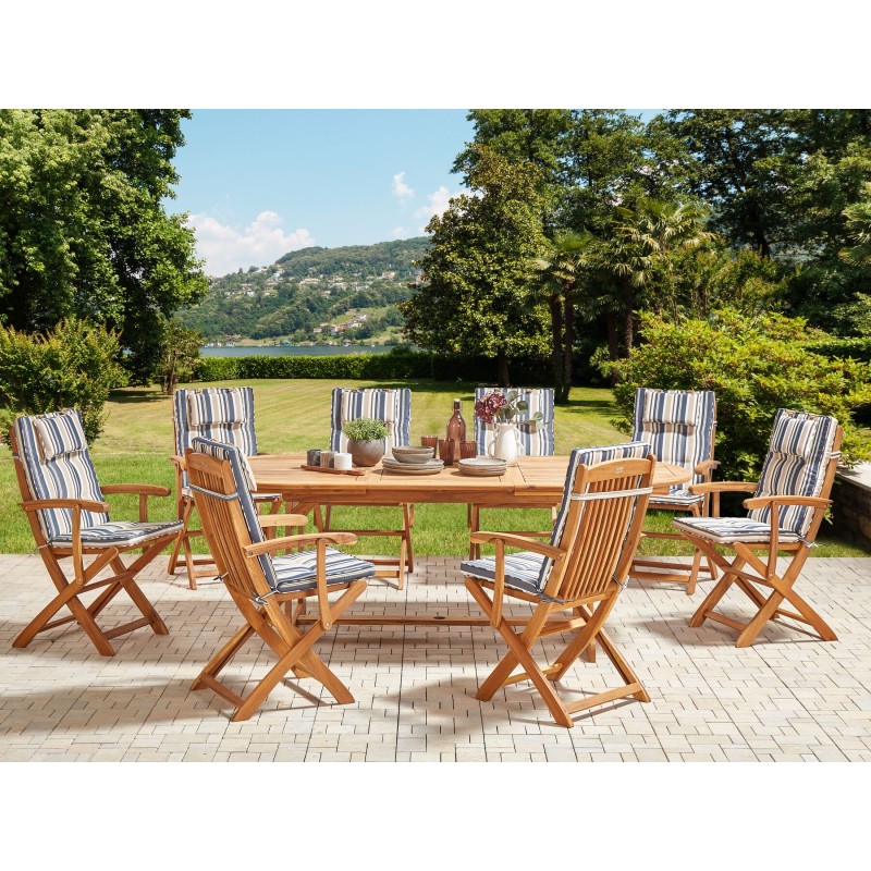 Zestaw ogrodowy dla 8 osób MAUI II z poduszkami Drewno akacjowe Kolorowy