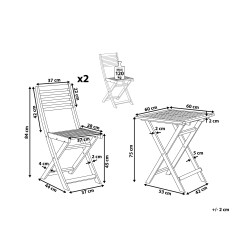 Zestaw mebli balkonowych Składane FIJI Drewno Biały