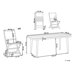 Zestaw ogrodowy dla 4 osób PARAGGI Certyfikowane drewno akacjowe Ciemnobrązowy