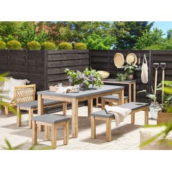 Zestaw ogrodowy z ławkami i stołkami dla 8 osób OSTUNI Beton Szary