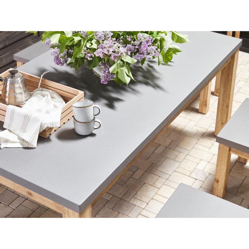 Zestaw ogrodowy z ławkami i stołkami dla 8 osób OSTUNI Beton Szary