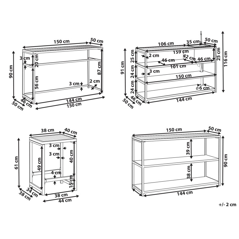 Kuchnia ogrodowa ze zlewem AVETRANA Metal Czarny