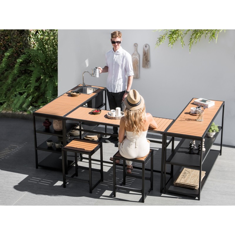 Kuchnia ogrodowa ze zlewem AVETRANA Metal Czarny