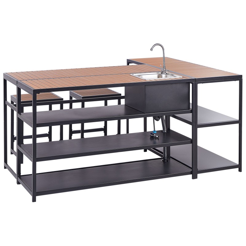 Kuchnia ogrodowa ze zlewem AVETRANA Metal Czarny