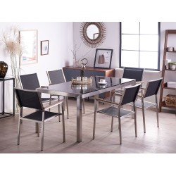 Zestaw ogrodowy dla 6 osób GROSSETO Blat dzielony Granit Polerowany Czarny