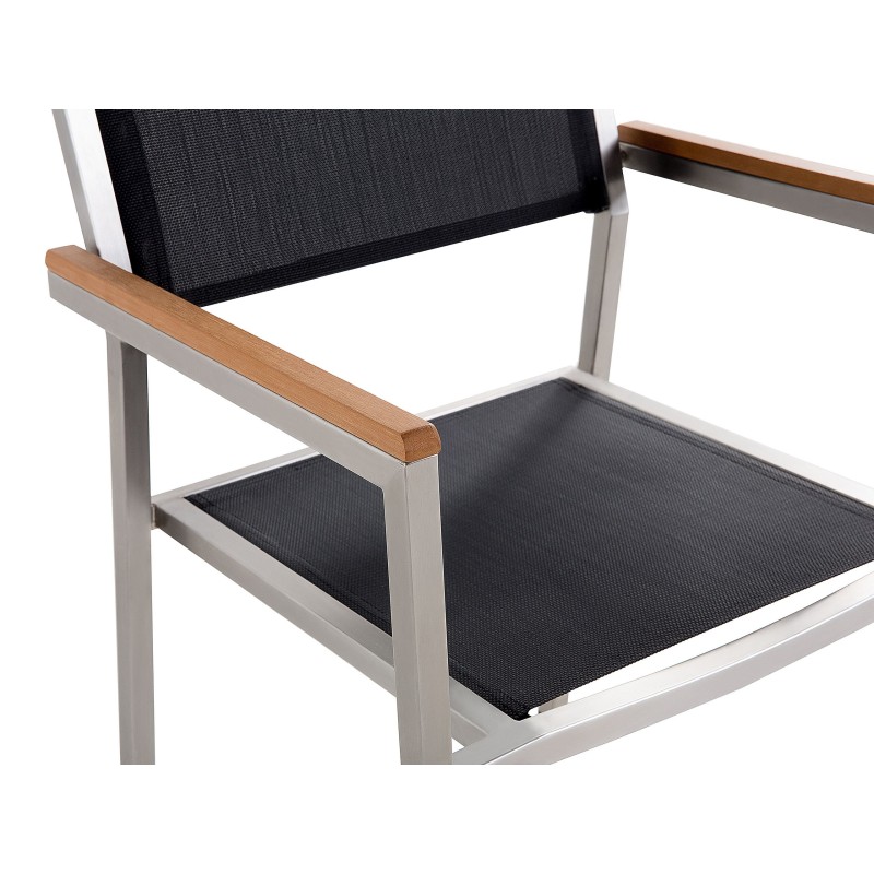 Zestaw ogrodowy dla 6 osób GROSSETO Blat dzielony Granit Polerowany Czarny