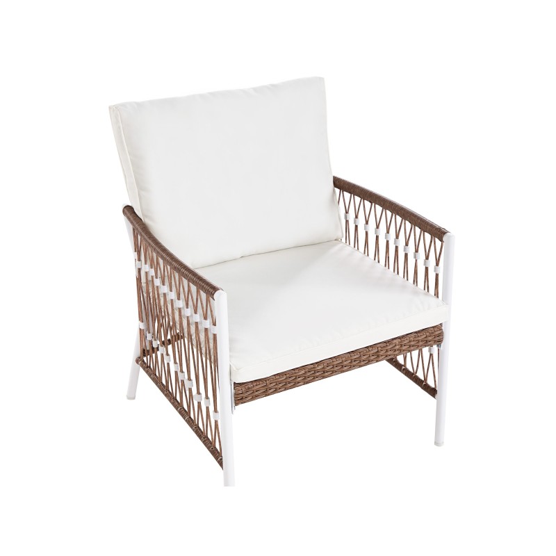 Zestaw mebli balkonowych z poduszkami LEVICO Metal Biały