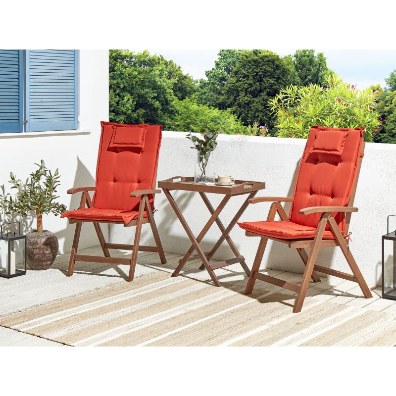 Zestaw mebli balkonowych z poduszkami Składane AMANTEA Drewno Czerwony