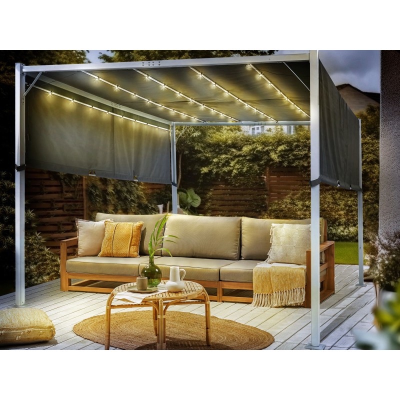 Pawilon ogrodowy LED PARGA Metal 310 cm 310 cm Szary