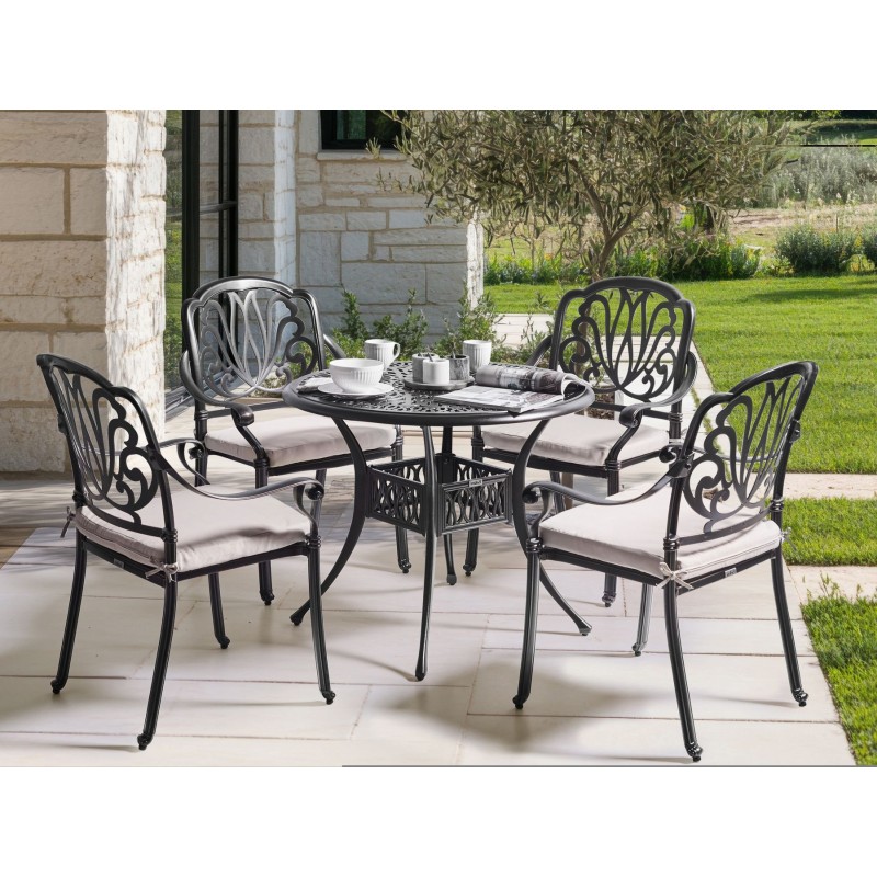 Zestaw ogrodowy dla 4 osób ANCONA z poduszkami Metal Czarny